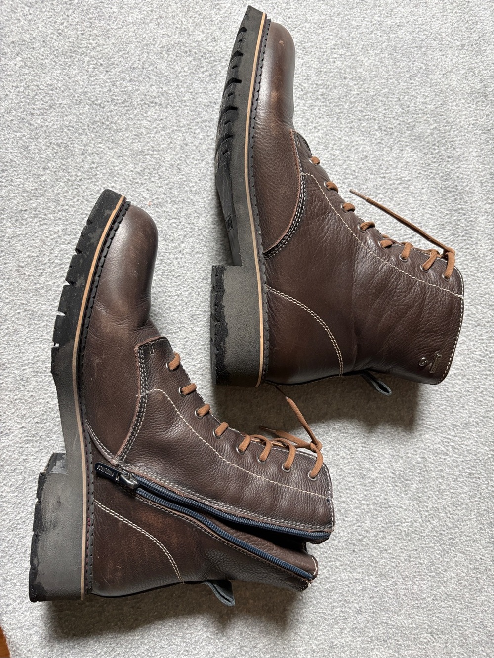 Women’s Pikolinos Brown Leather Lace-Up Zip Boots Sz 41